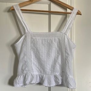 Zara white lace panel square neck tank
